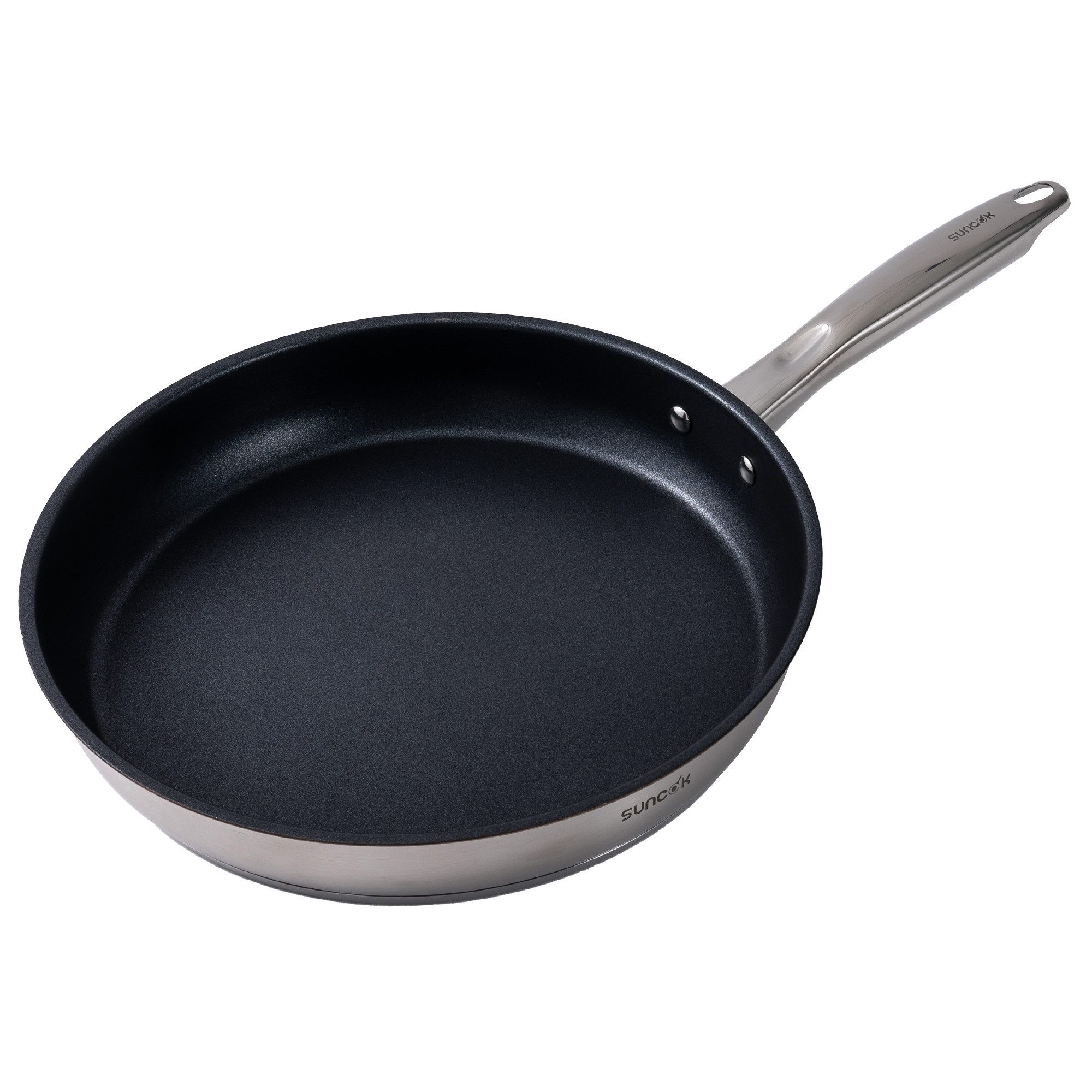 SUNCOK Pfannen-Set Induktion, Bratpfannenset, Edelstahl 18/10 (Set, 1-tlg., je 1x Pfanne 24 cm, 2,2 l, 28 cm, 3,4 l), Induktionspfanne, Antihaftbeschichtung, Leichte Reinigung