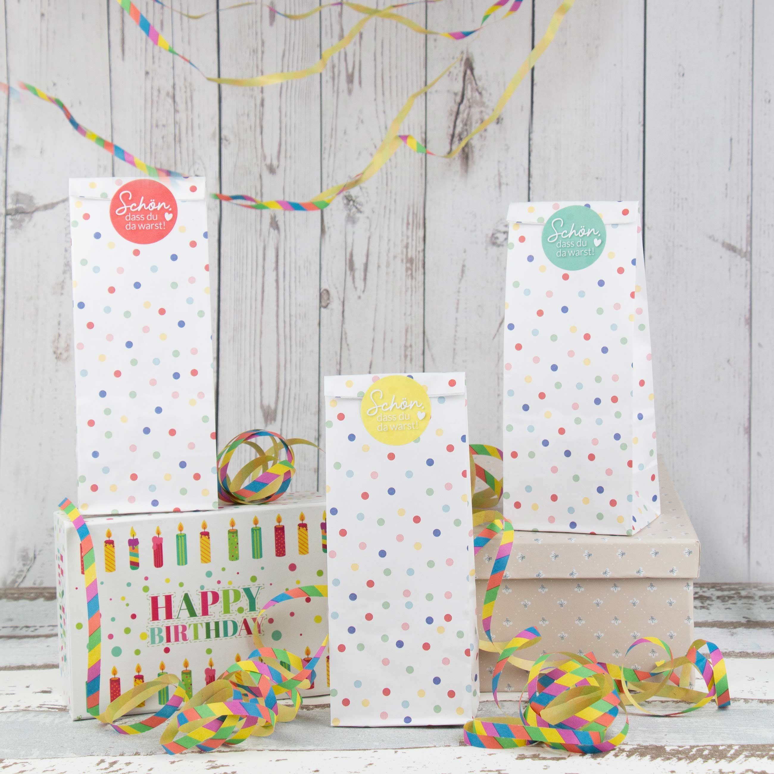 PAPIERDRACHEN Geschenkpapier Partytüten Set - 24 Geschenktüten mit Stickern zum Geburtstag – Bild 3 von 5