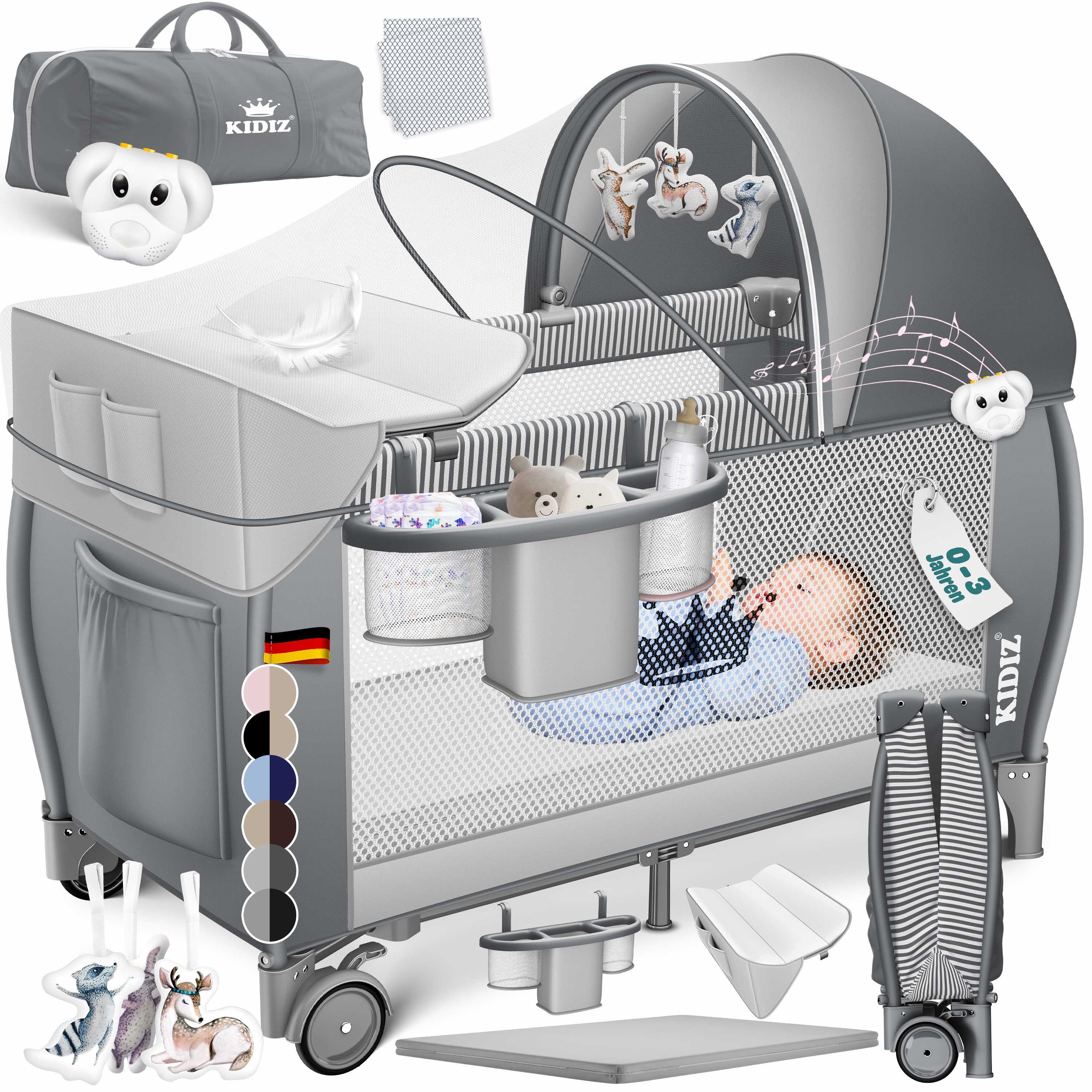 KIDIZ Baby-Reisebett, Babybett Kombi Set mit Matratze & Wickelauflage ab Ge günstig online kaufen