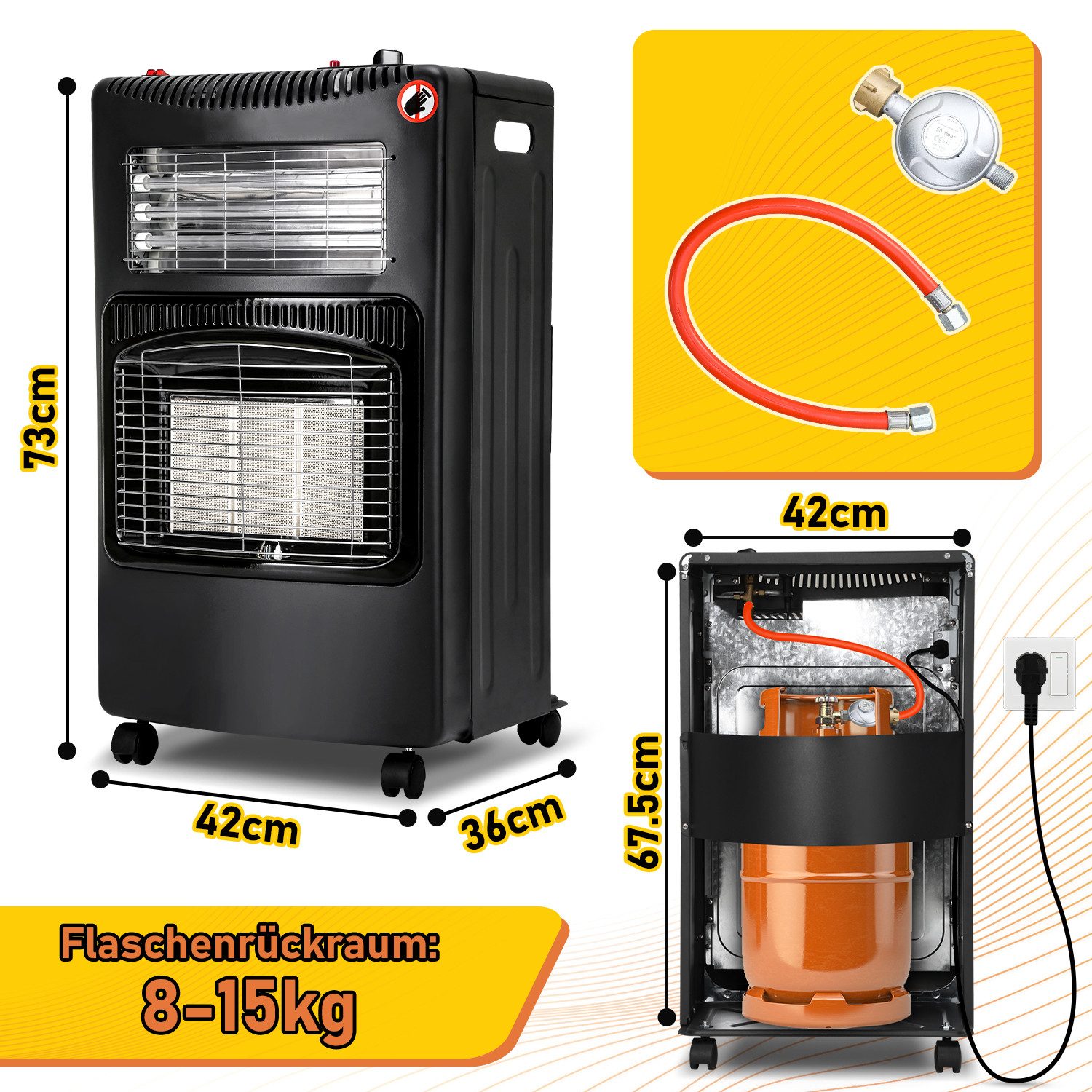 Clanmacy Heizgerät 4200W Gasheizer Gasheizung Wärmestrahler Heizung Gasheiz günstig online kaufen