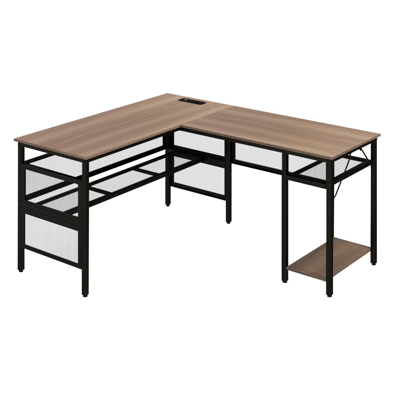 KOMFOTTEU Computertisch, Eck-Schreibtisch mit Verstellbarer Ablage & CPU-St günstig online kaufen