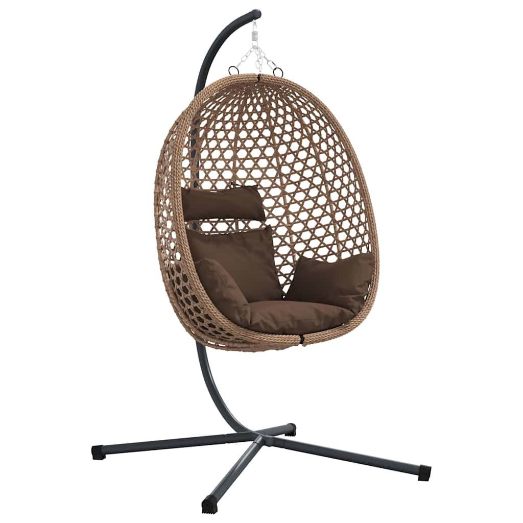 vidaXL Hollywoodschaukel Hängendes Ei-Stuhl Kaffeebraun 104 x 100 x 191 cm Poly-Rattan, 1 tlg.