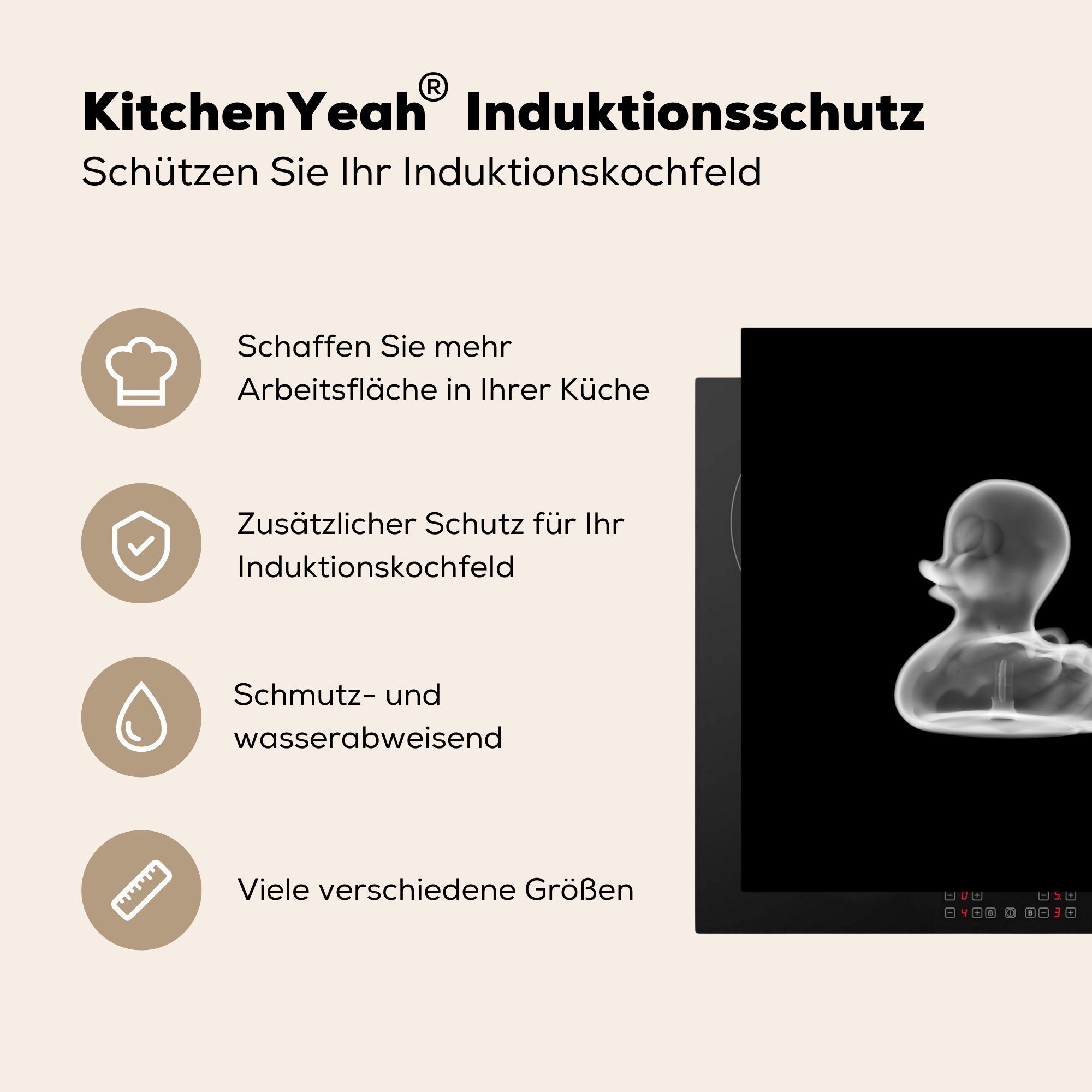 MuchoWow Herdblende-/Abdeckplatte Röntgenbild (1 für Arbeitsplatte Badeente, 78x78 küche Vinyl, Ceranfeldabdeckung, tlg), einer cm