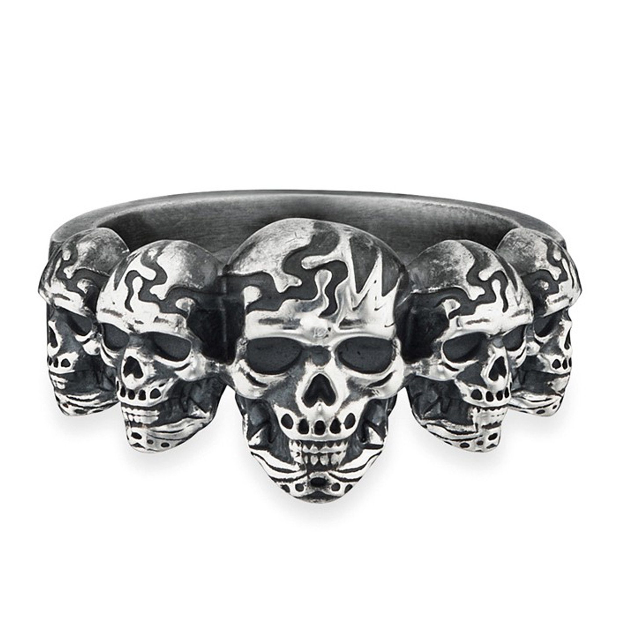 CAÏ Fingerring 925/- Sterling Silber matt oxidiert Totenkopf