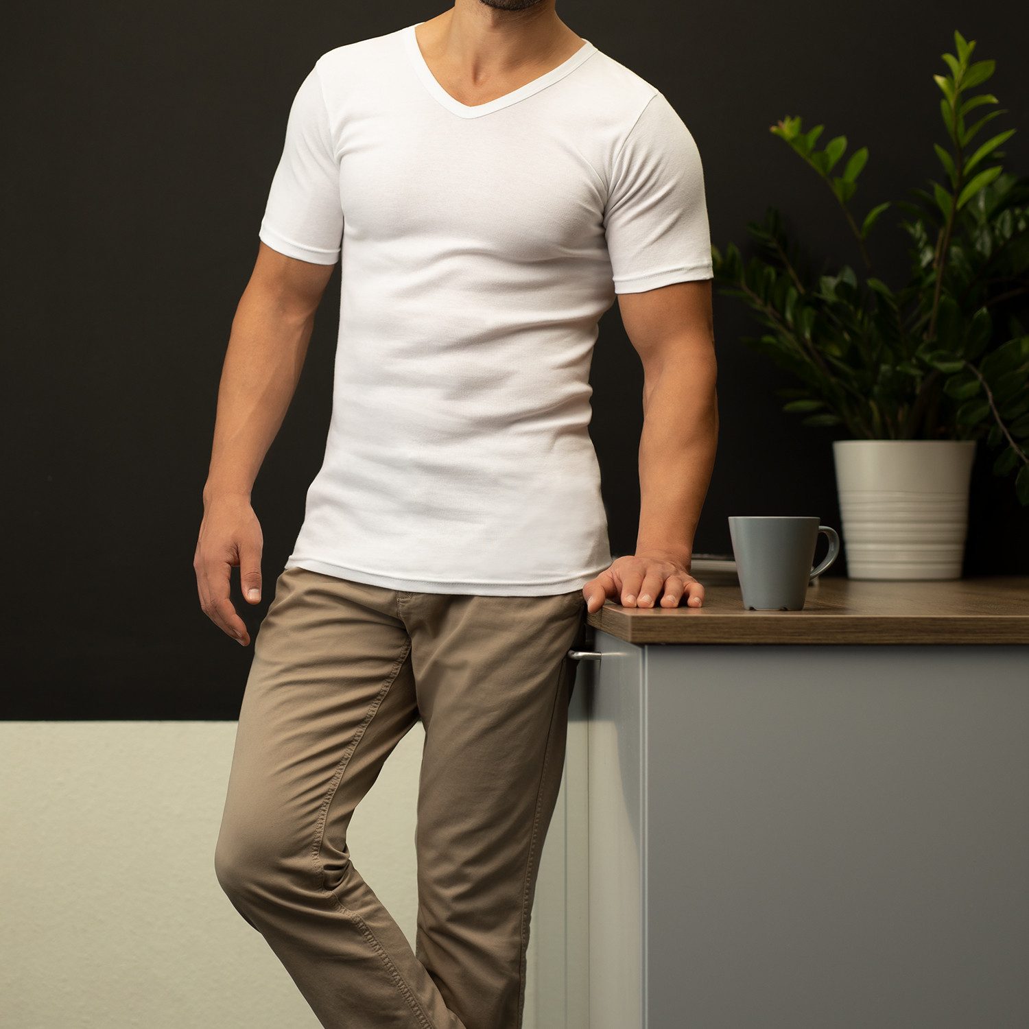 celodoro Kurzarmshirt Herren Business T-Shirt V-Neck günstig online kaufen