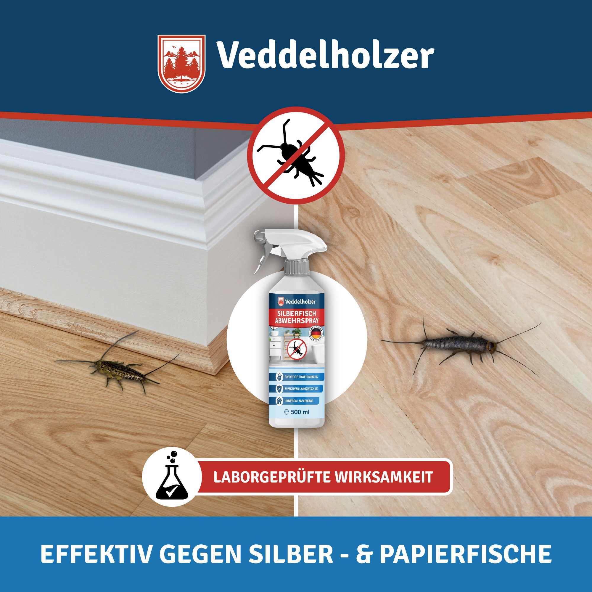 Veddelholzer Insektenspray 500 ml Papier- & Silberfisch Abwehrspray Laborgeprüfte Wirksamkeit, 500 ml, sofort und Langzeitschutz Effektiv & Dauerhaft, Silberfis – Bild 5 von 5