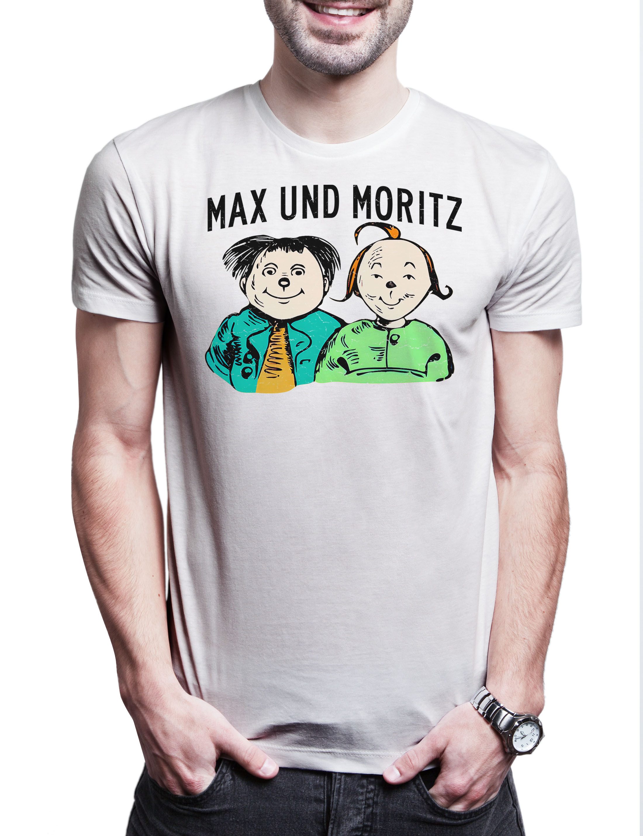 Urban Backwoods Print-Shirt Max und Moritz Herren T-Shirt Wilhelm Lausbuben Klassiker Busch (1-tlg) Gedicht Buch Bild 19.