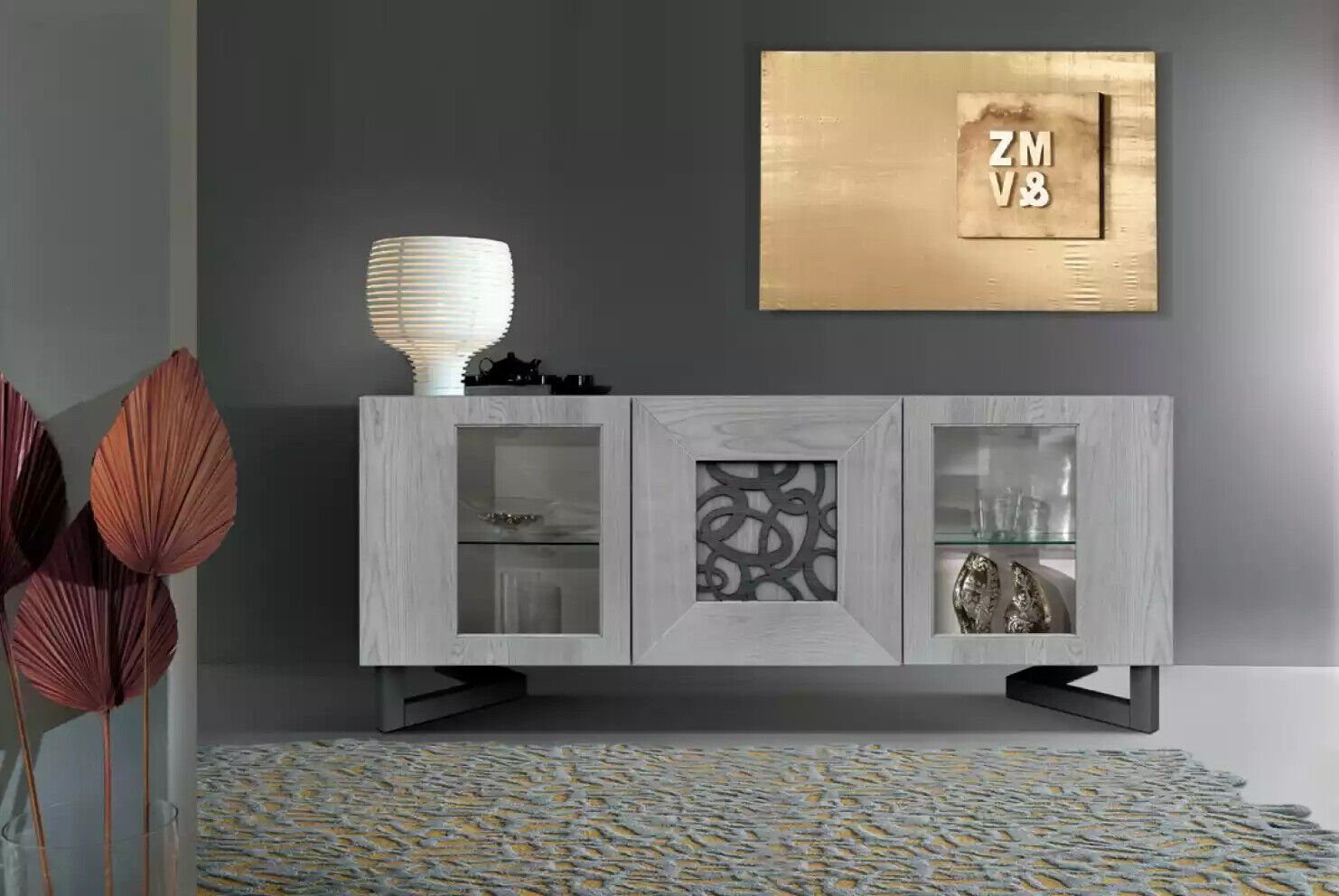 JVmoebel Sideboard Sideboard grau neu wohnzimmer Stil Modern Luxus wunderschön, Made in Italya
