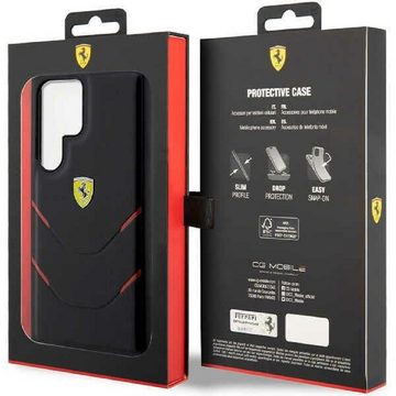 Ferrari Handyhülle Case Samsung Galaxy S23 Ultra Ferrari Kunstleder schwarz 6,8 Zoll, Kantenschutz