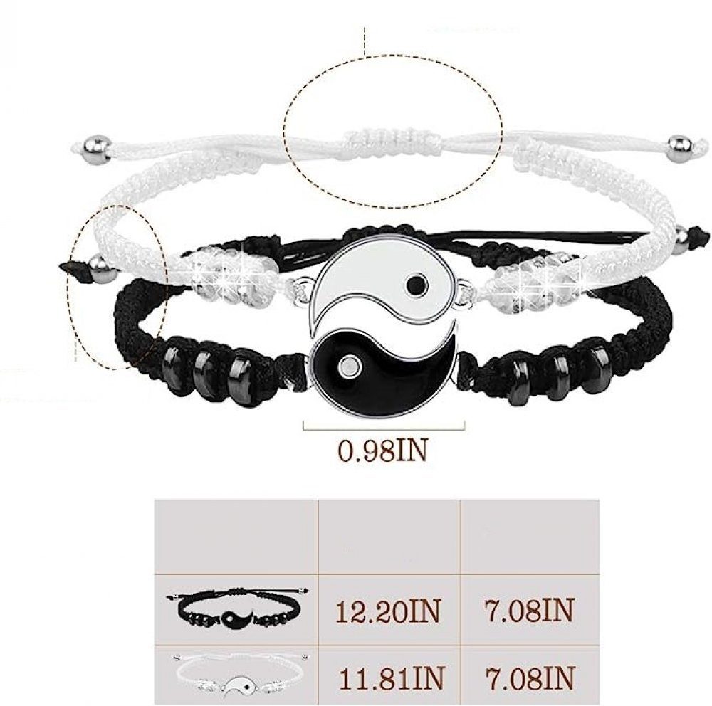 abgestimmte 2 (1-tlg) Yin-Yang-Freundschaftsarmbänder WaKuKa Bettelarmband aufeinander