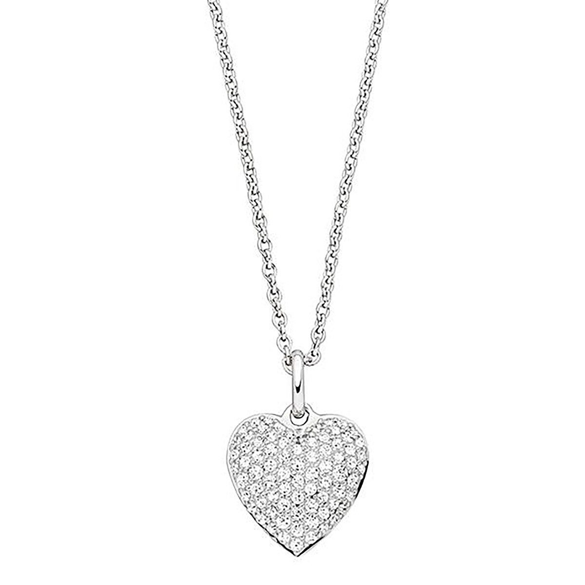 VIVENTY by Adler Kette mit Anhänger 925 Silber Zirkonia Herz Collier