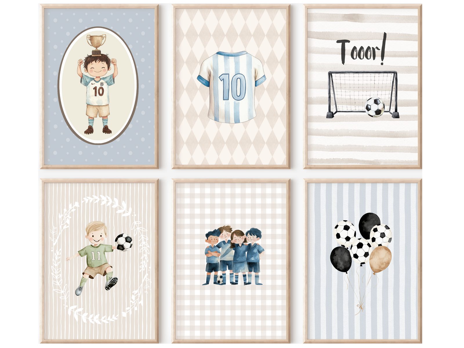 homestyle-accessoires Poster Kinderzimmer Bilderwand 6erSet Bilderset Babyzimmer FUSSBALL