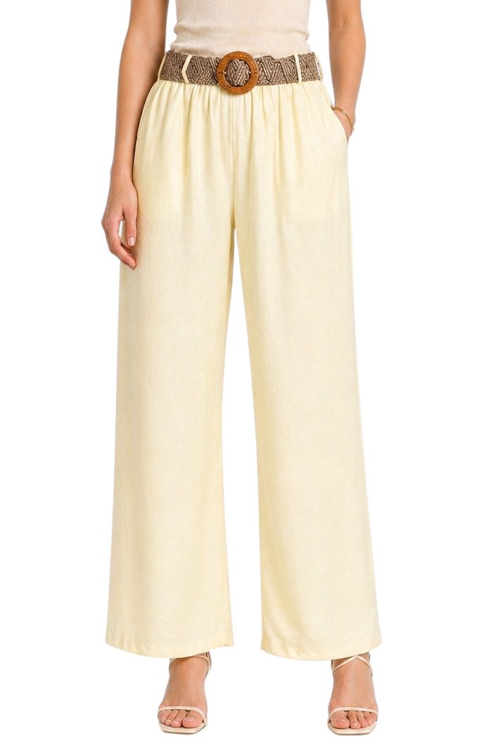 Mississhop Paperbag-Hose Damen Palazzo Hose – leichte Sommerhose mit Gürtel S/M, Art.2562