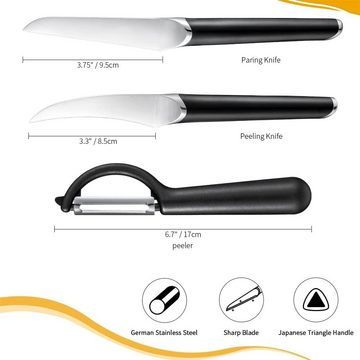 Sky Light Obstmesser Messerset-Set Kochmesser Edelstahl 3-teilig, hochleistung, langlebig, aus hochwertigem Klingenstahl