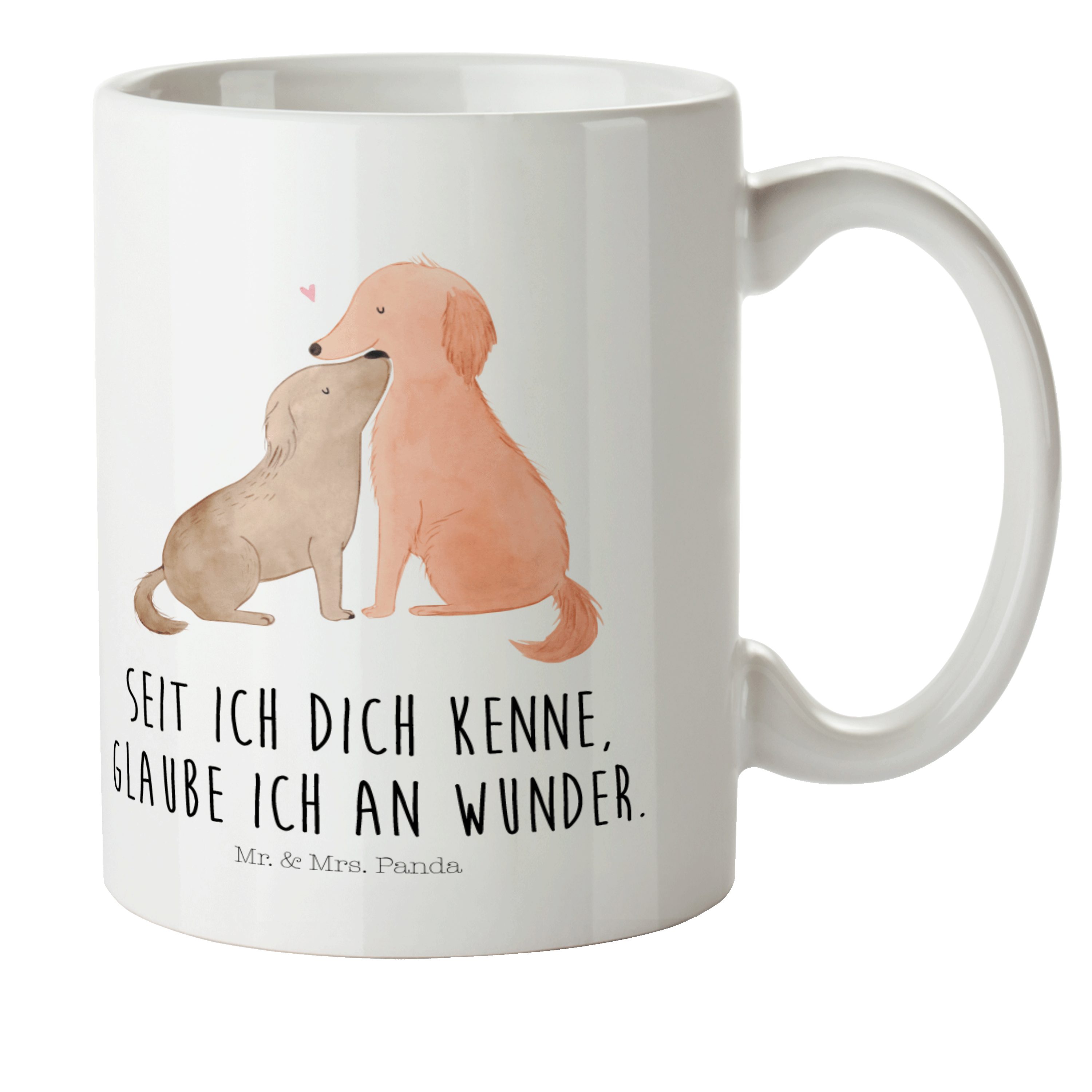 Mr. & Mrs. Panda Kinderbecher Hunde Liebe - Weiß - Geschenk, Camping Becher, Kuscheln, Herz, Vertra, Kunststoff