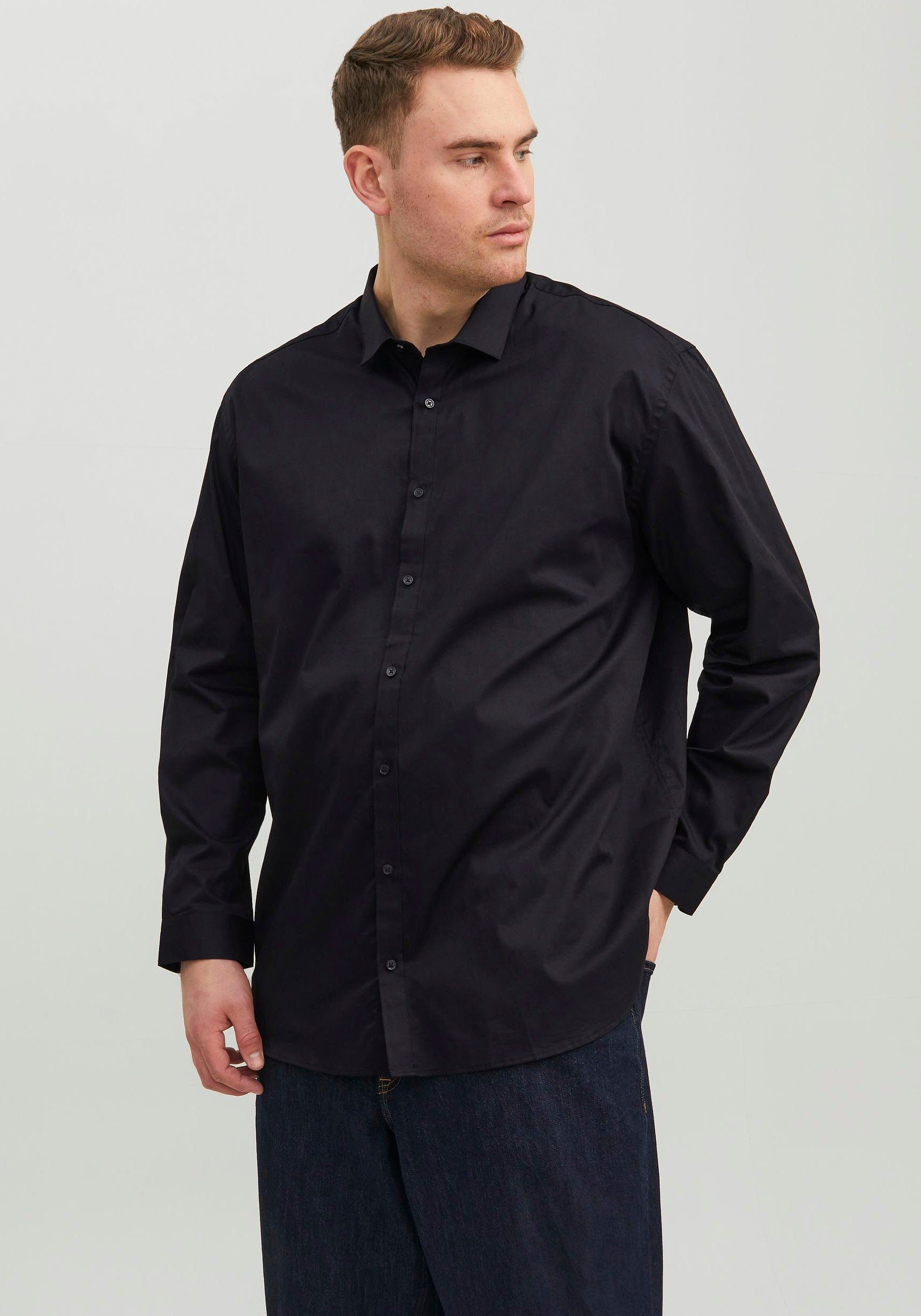 Jack & Jones PlusSize Langarmhemd JPRBLACARDIFF SHIRT black | Freizeithemden
