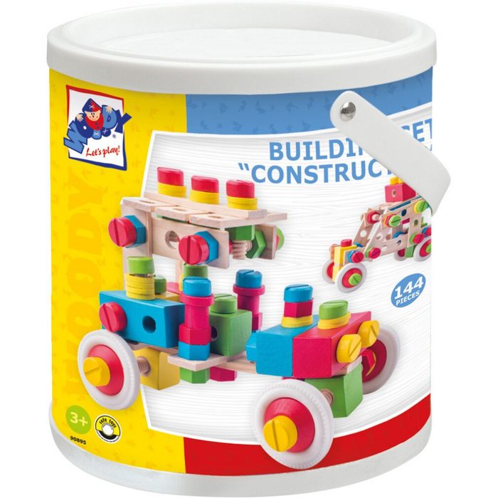 WrapUp Toys Spielbausteine Bausatz im Eimer ''Constructor'' 140 Stück