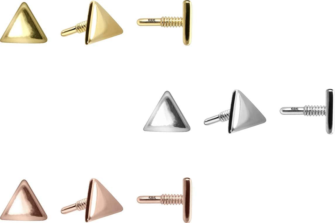 PIERCINGLINE Piercing-Set 14 Karat Gold Schraubaufsatz mit Außengewinde DREIECK (Schraub-Aufsätze, 1-tlg)