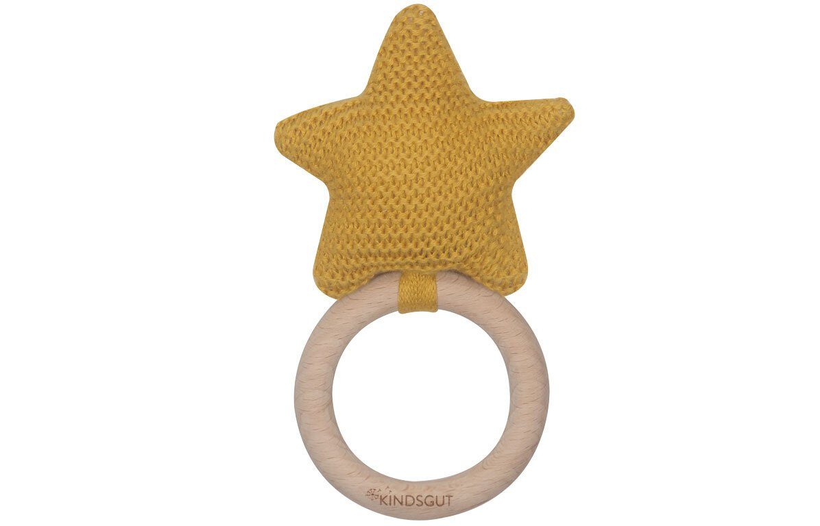 KINDSGUT Beißring-Rassel Häkel-Greifling Stern