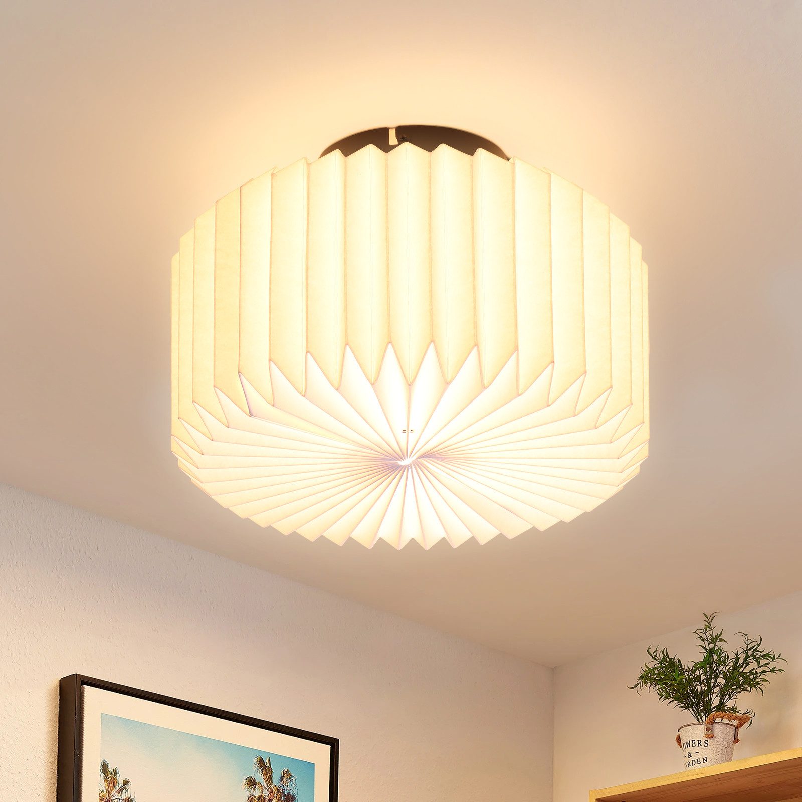 ZMH Deckenleuchte Deckenlampe Wohnzimmer Vintage Papier Lampenschirm, 24Lx2 günstig online kaufen