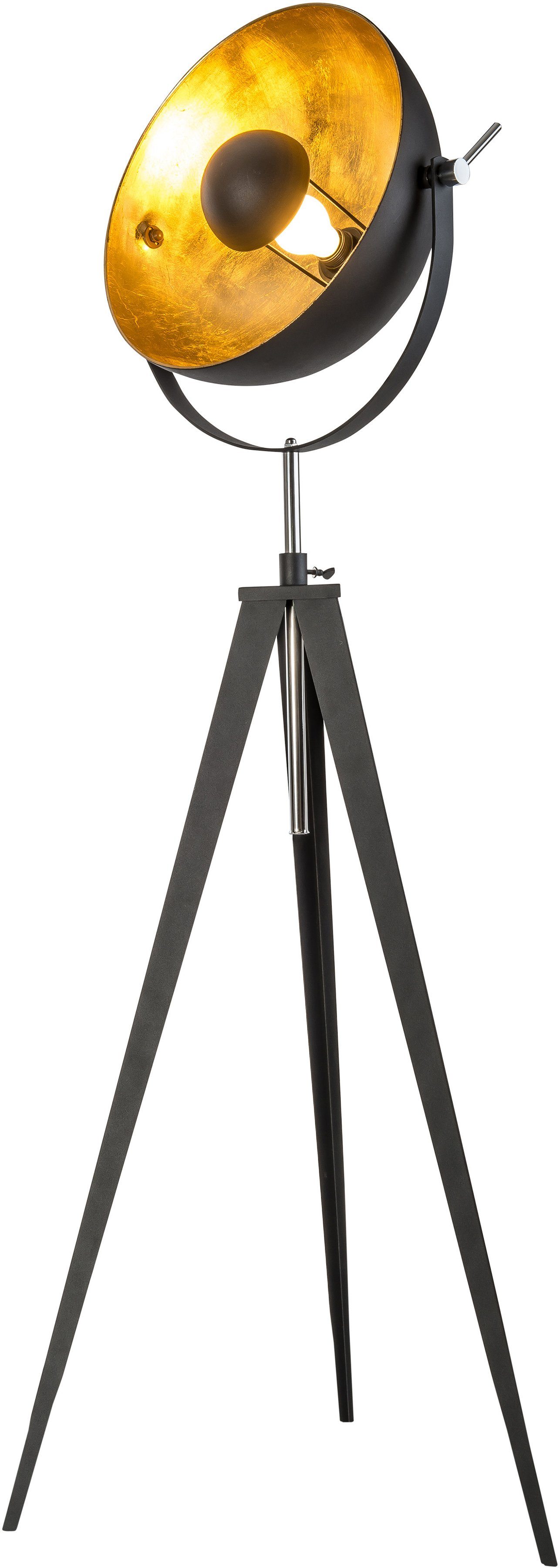 Leonique Stehlampe »Elenoire«, Stehleuchte in Retro Optik, Höhe von 148 bis  168 cm verstellbar, schwarz / goldfarben online kaufen | OTTO
