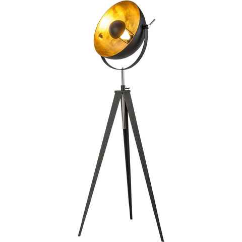 Leonique Stehlampe Elenoire, ohne Leuchtmittel, Stehleuchte, Höhe verstellbar, schwarz / goldfarben
