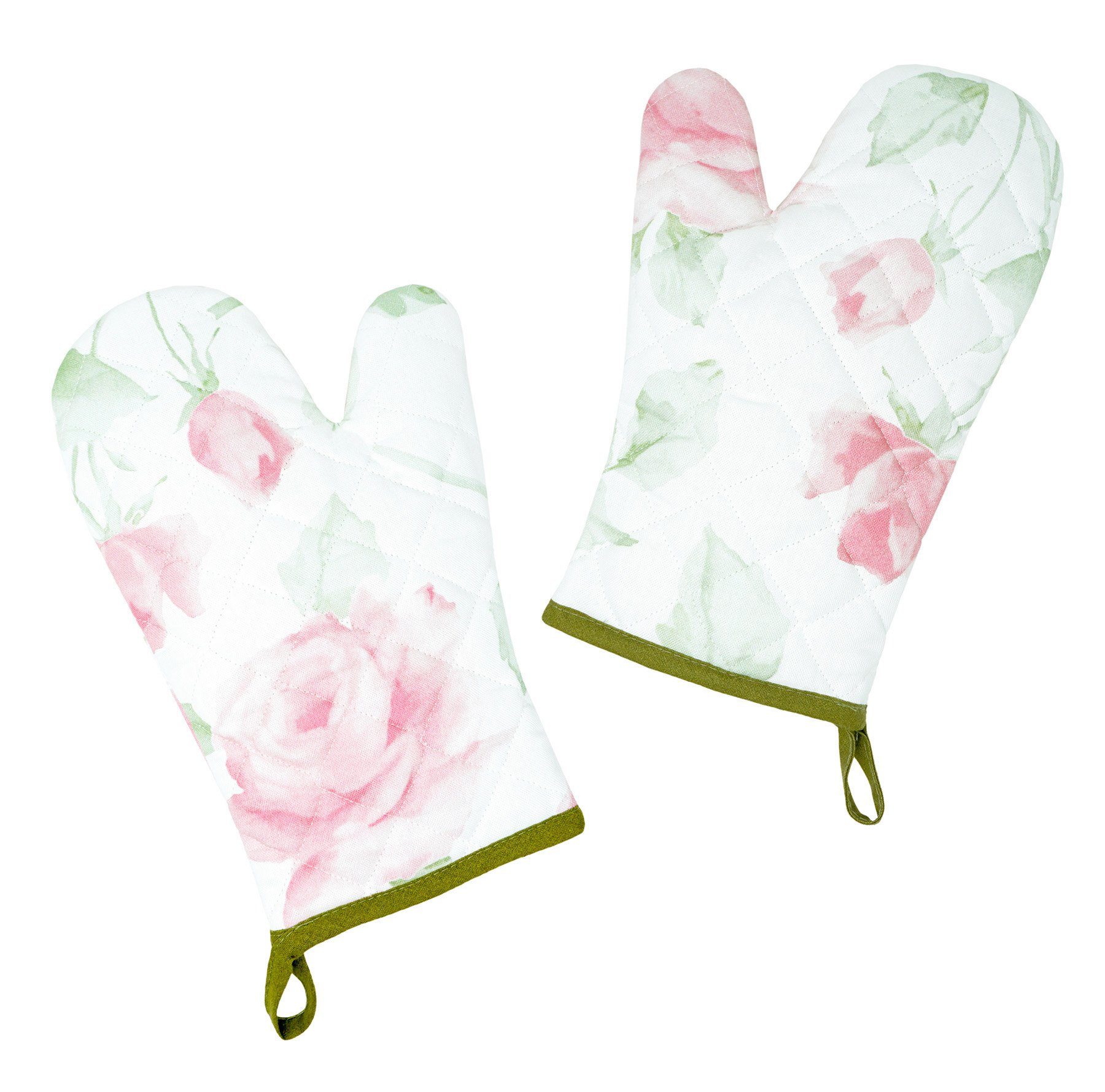 Lashuma Topfhandschuhe Rose, (Set, 2-tlg), Frauen Kochhandschuhe, Ofenhandschuhe groß 30x20 cm