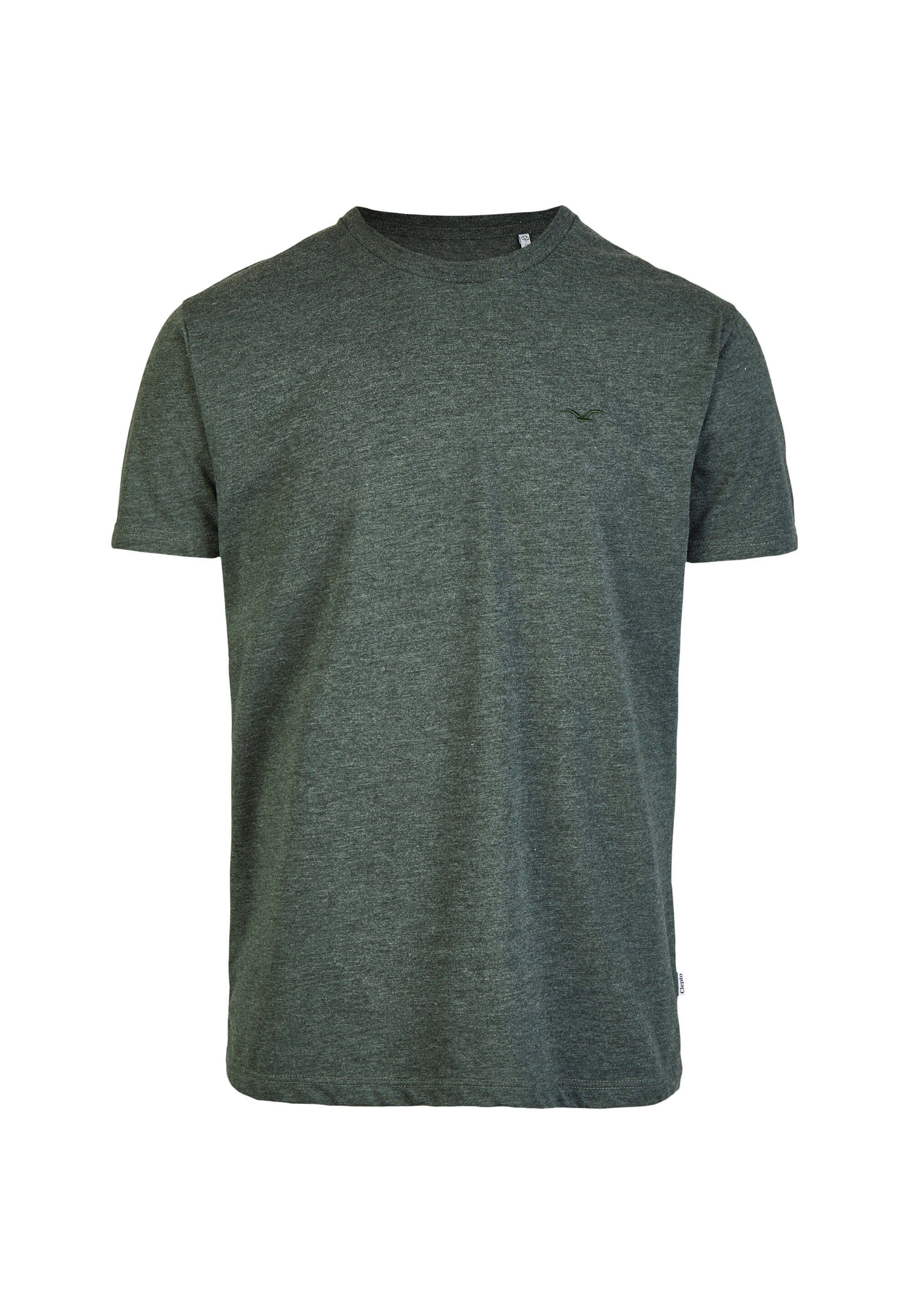 Cleptomanicx T-Shirt mit Regular kleiner (1-tlg) Ligull Logo-Stickerei grün-grün