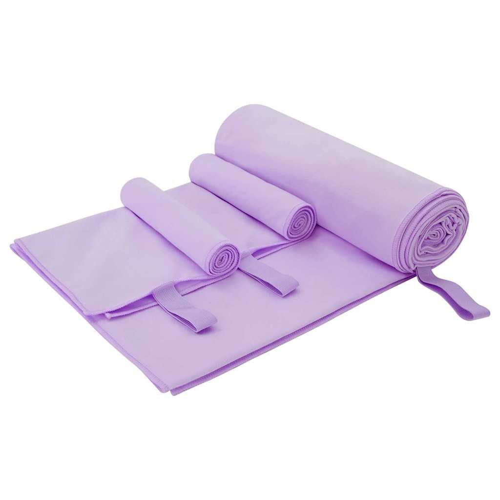 vidaXL Handtuch Sporthandtuch Set 3 Stk. Lila 210 x 100 cm, Polyester und Polyamid (3-St)