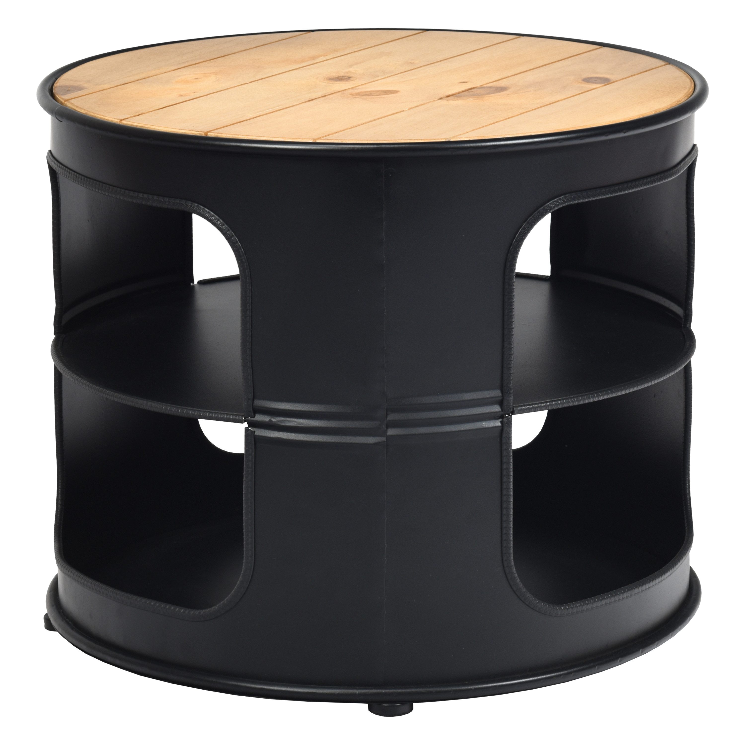 COSTWAY Beistelltisch Nachttisch, Metall, rund, 3 Ebenen, 50x50x41,5cm