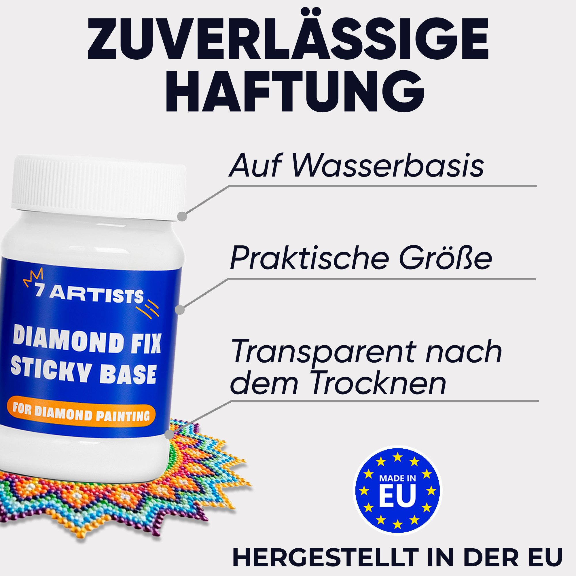 7 Artists Bastelkleber 7 Artists Diamond Painting Kleber Transparent - Sticky Base, 50 ml, 100 ml – Bild 4 von 5