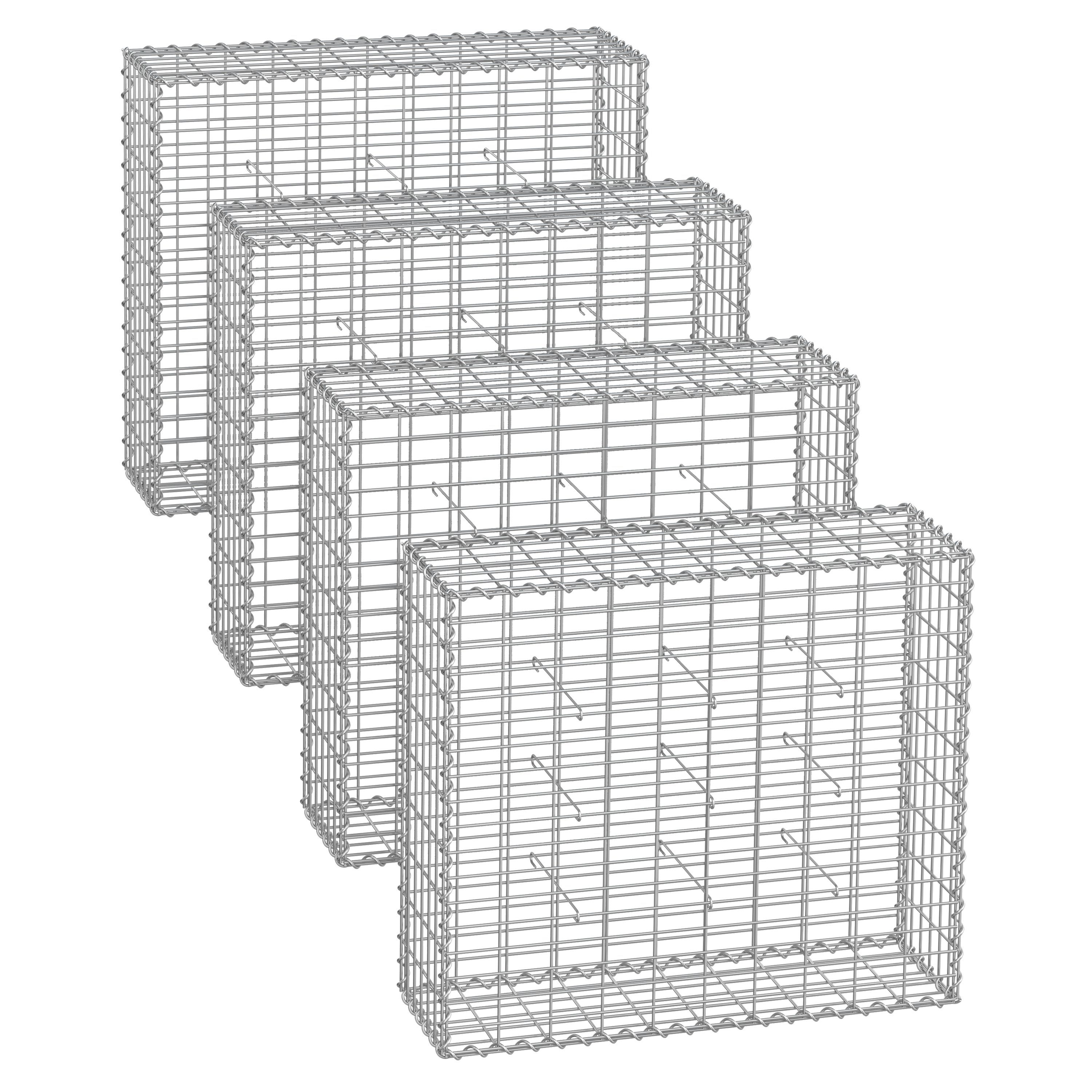 SONGMICS Hochbeet Gabione (4 St), Gabionenkorb, Metall-Steinkorb, 100 x 90 x 30 cm