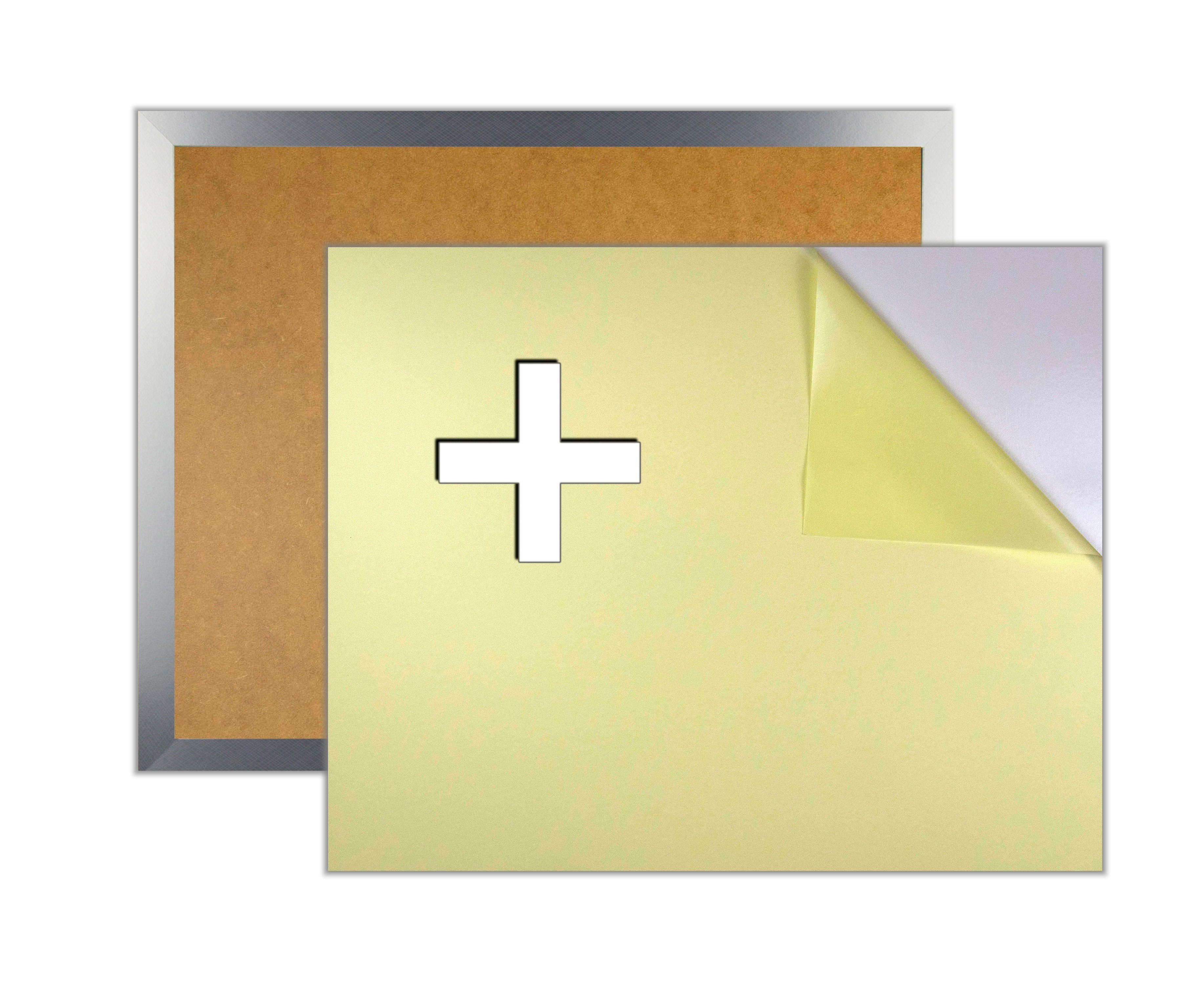 myposterframe Einzelrahmen Bilderrahmen für Rubbel Weltkarte mit Klebepappe, (1 Stück), 45x80 cm, Alu gebürstet, MDF