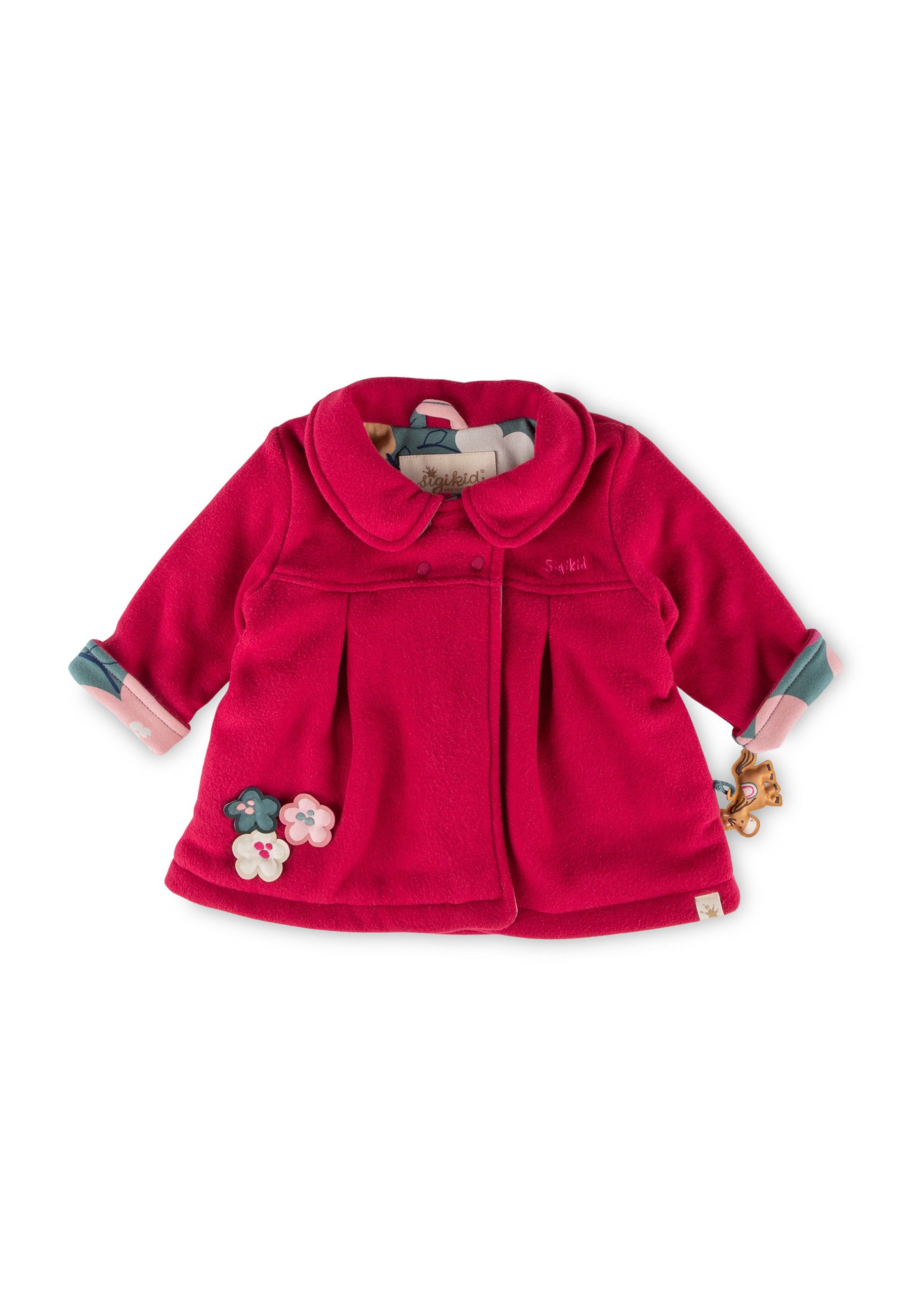 Sigikid Fleecejacke mit Baumwollfutter, Bubikragen und Kellerfalten (1-St)