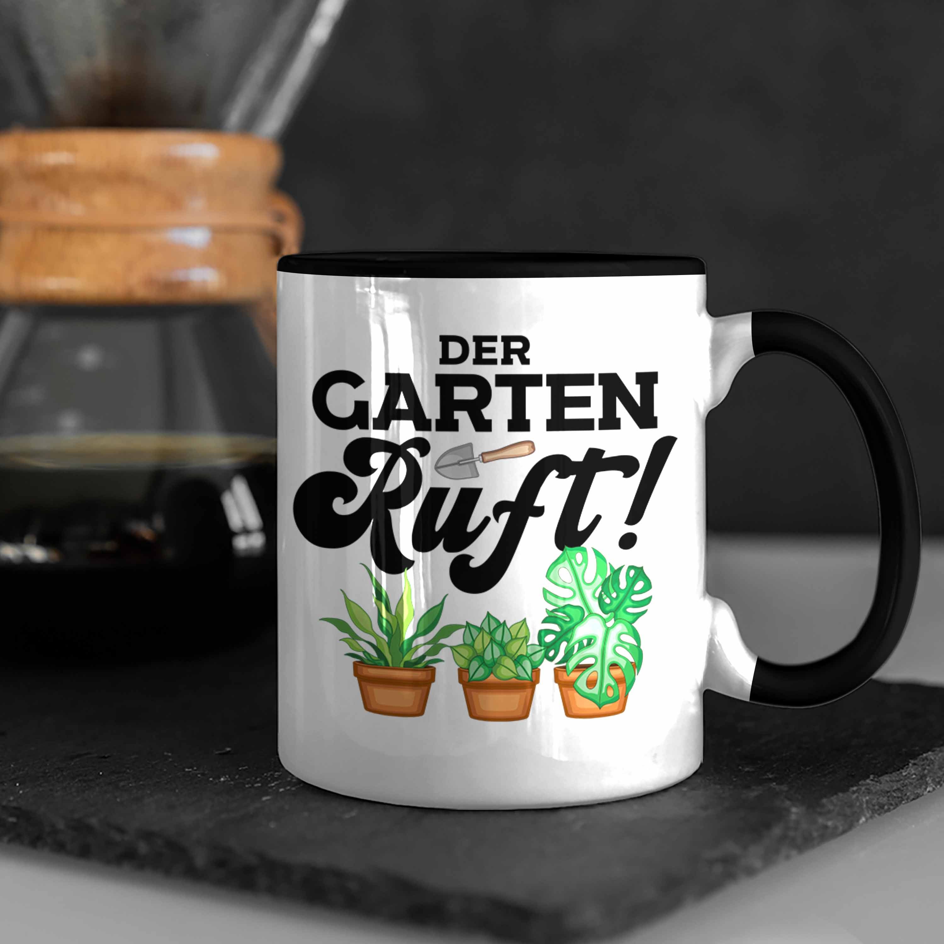 Kaffeetasse Geschenk Der Opa Ruft Oma Tasse - Trendation Geschenk Hobbygärtner Tasse Landschaftsgärtner Trendation Gärtner Grarten Schwarz