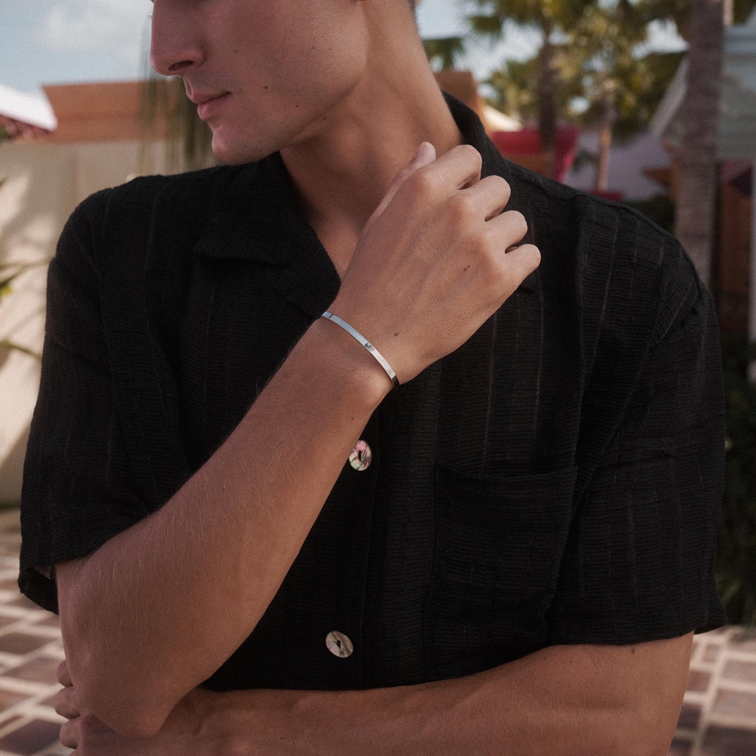 Made by Nami Armreif Silber Armreif Herren Wasserfester Schmuck, Größenverstellbar - Geschenkideen für Männer oder Jungen – Bild 4 von 5