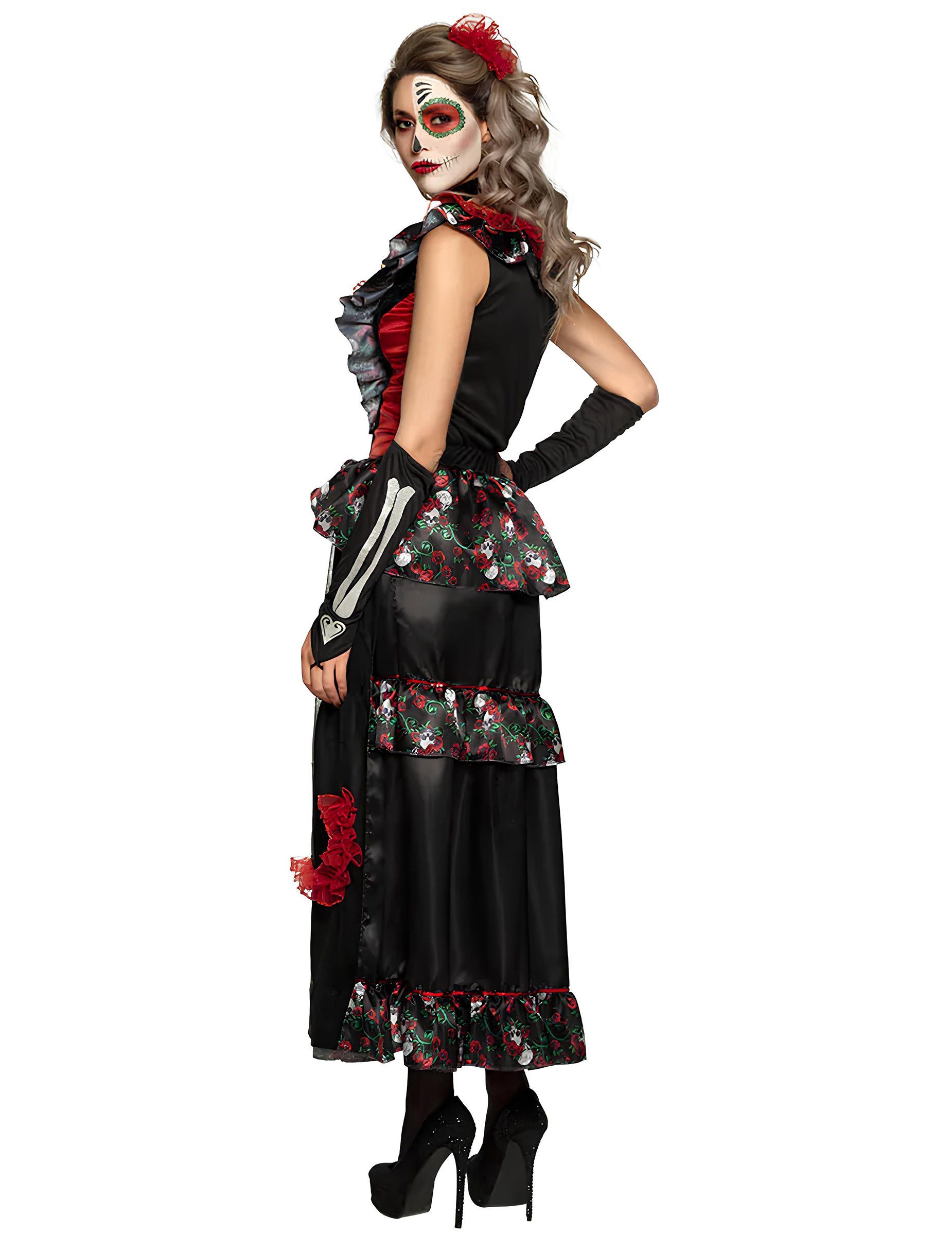 Boland Kostüm Día de los Muertos-Kostüm für Damen Halloweenkostüm schwarz-rot