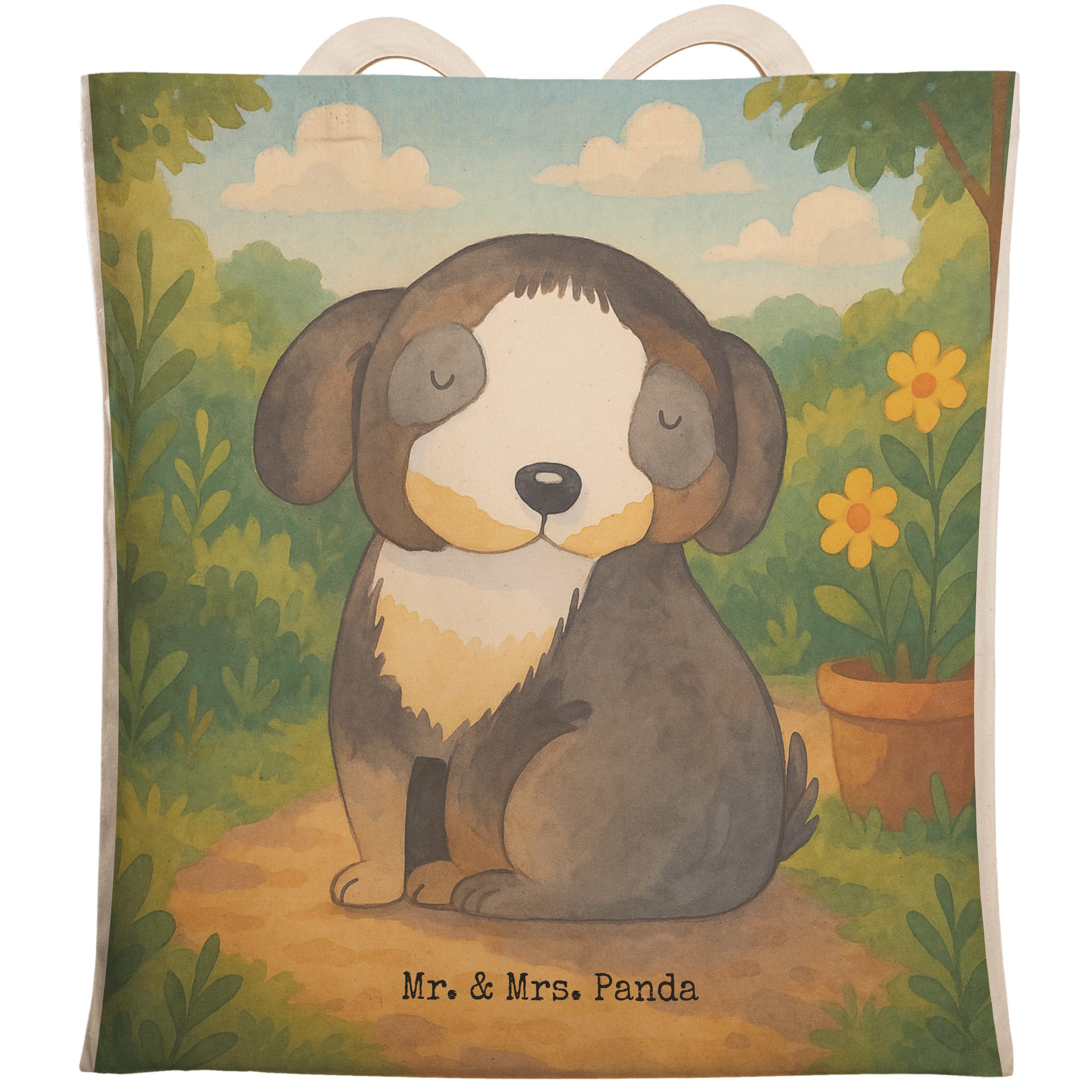 Tragetasche Hund Entspannen Design, Tote Bag, Weiß, Beutel, Süß, Flauschig, Stoff