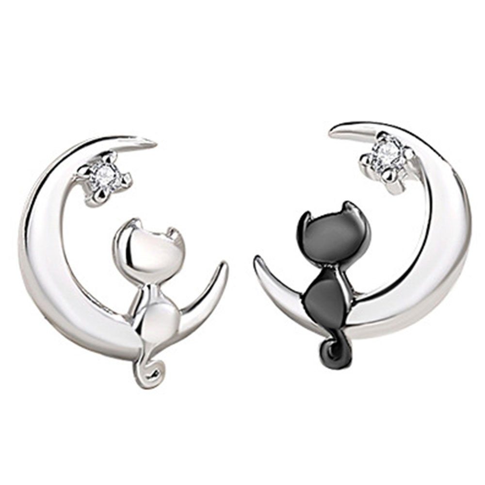 Haiaveng Paar Ohrhänger Damen Ohrringe Silber 925,Cat Shape Ohrringe, Mondstein-Ohrringe