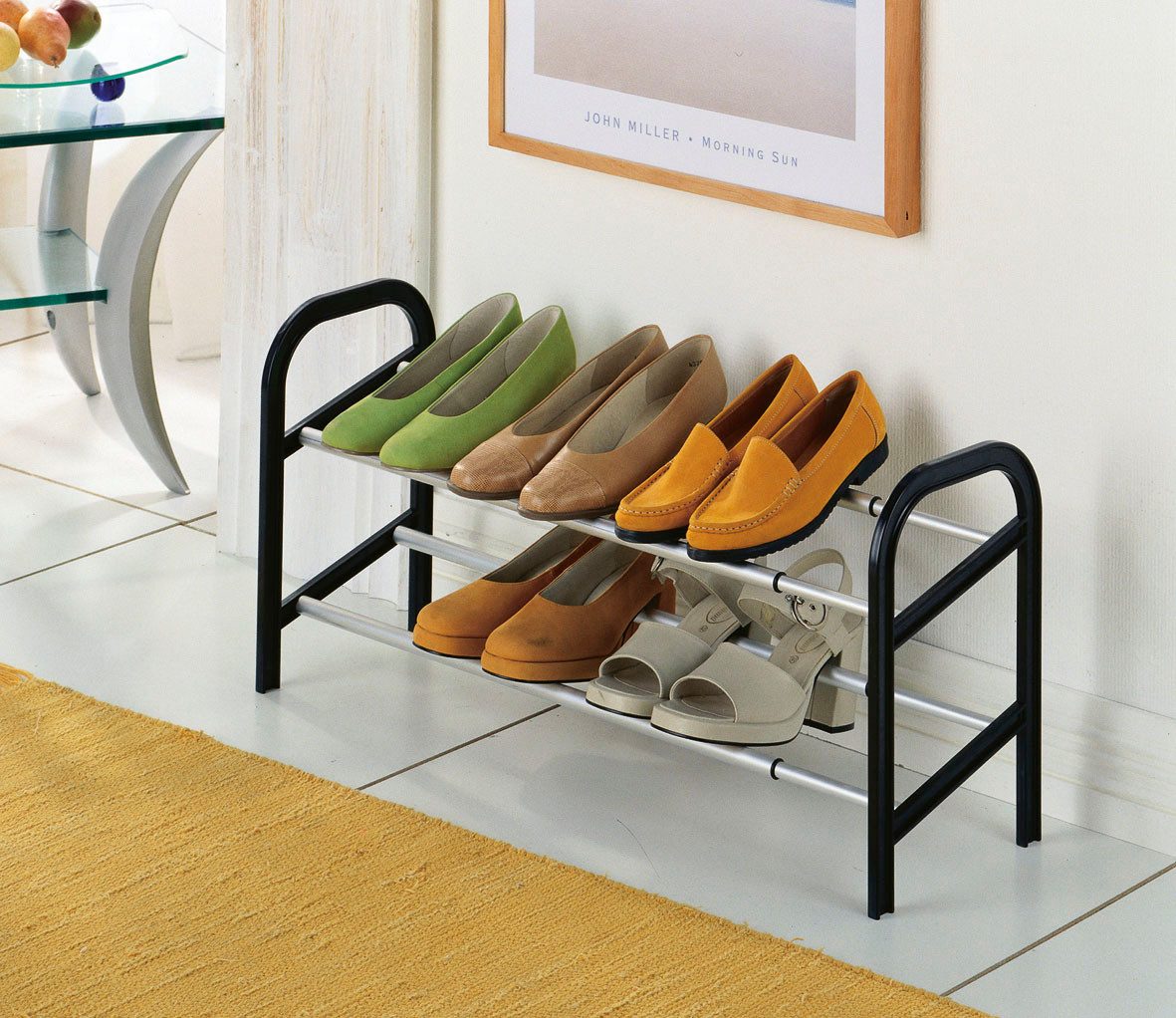 Ruco Schuhregal breitenverstellbares Regal, Für bis zu 12 Paar Schuhe, aus hochwertigem Aluminium, Made in Germany