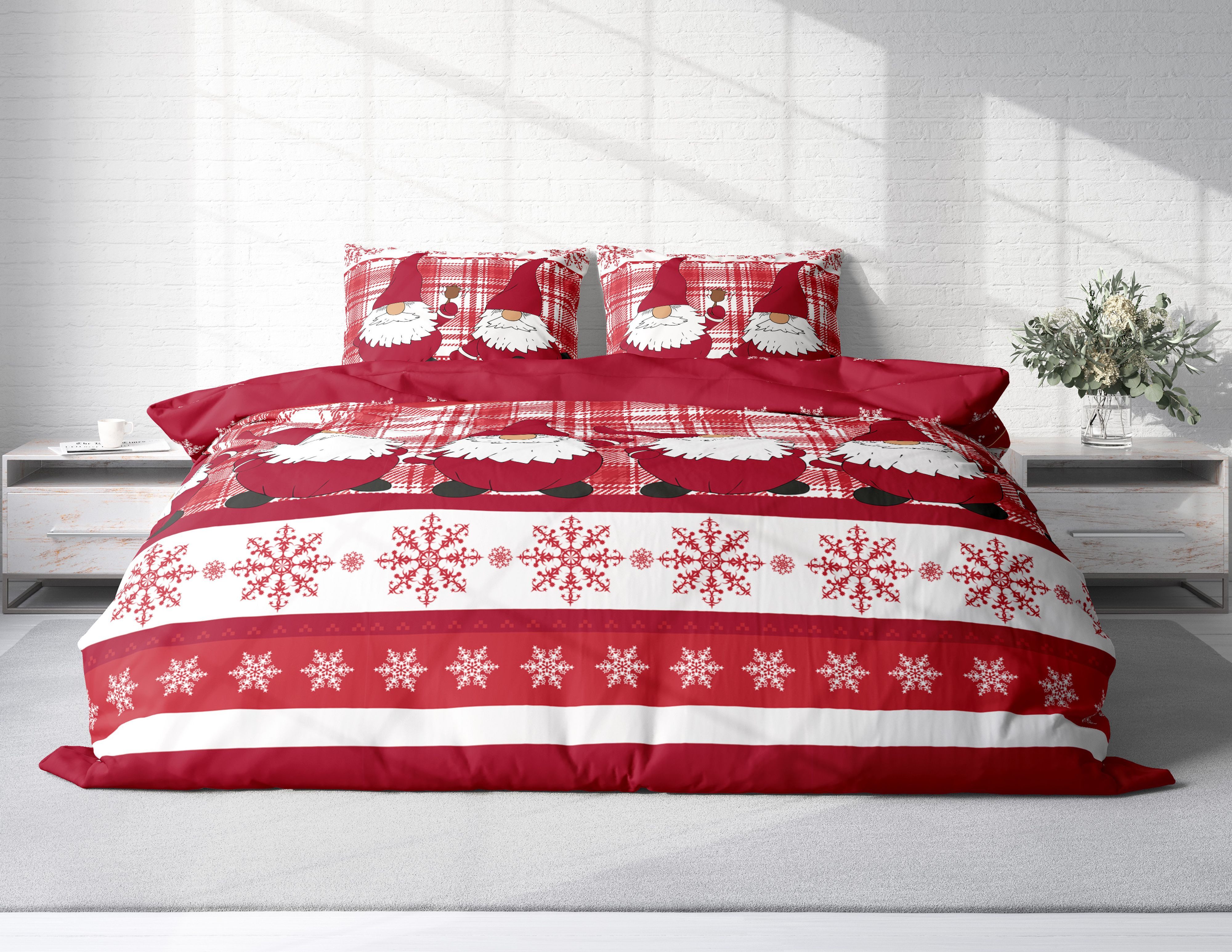 One Home Bettwäsche Wichtel Weihnachten Weihnachtsbettwäsche, Flanell, 3 te günstig online kaufen