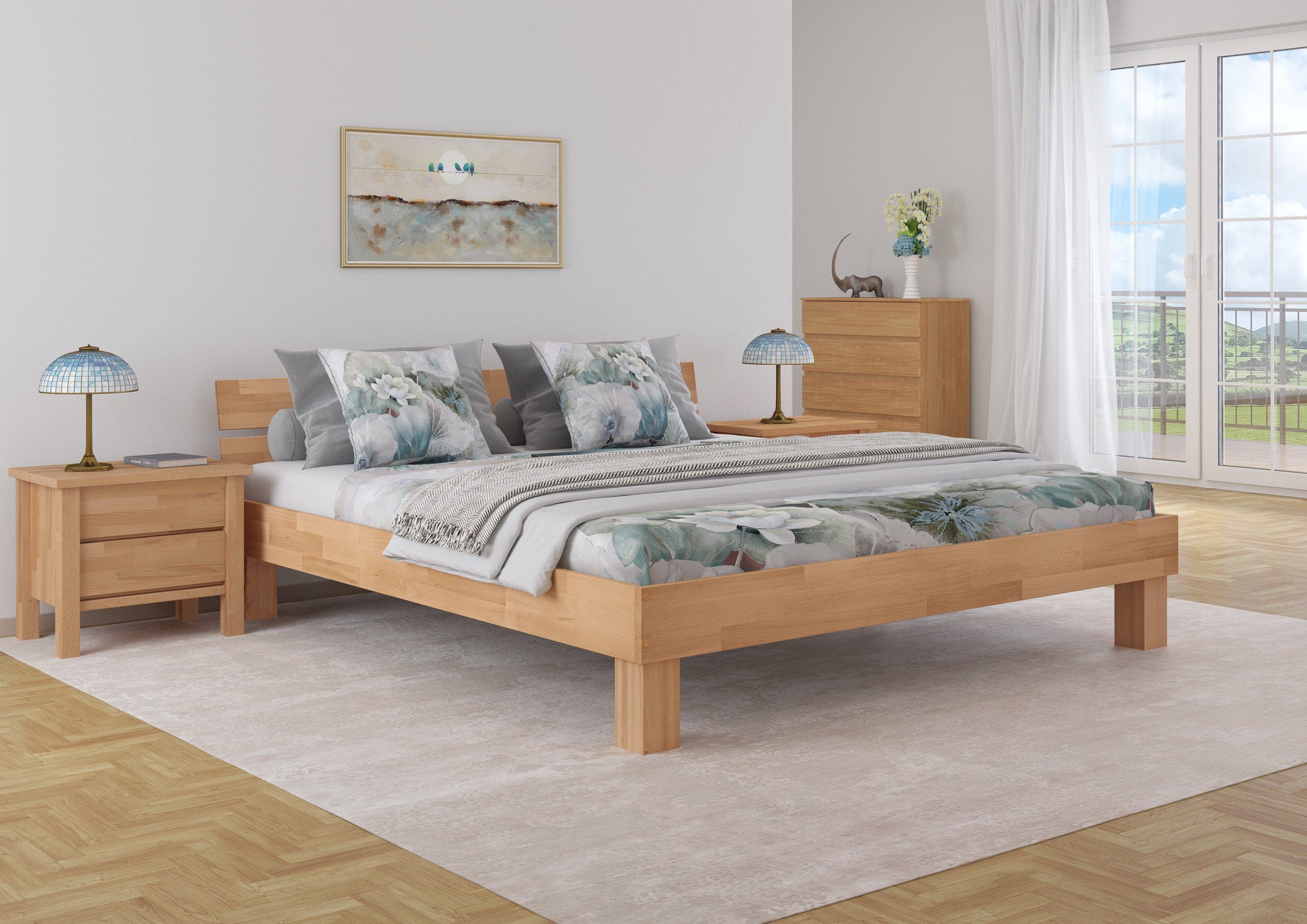 ERST-HOLZ Bett Doppelbett Echtholzbett Massiv Großfamilienbett günstig online kaufen