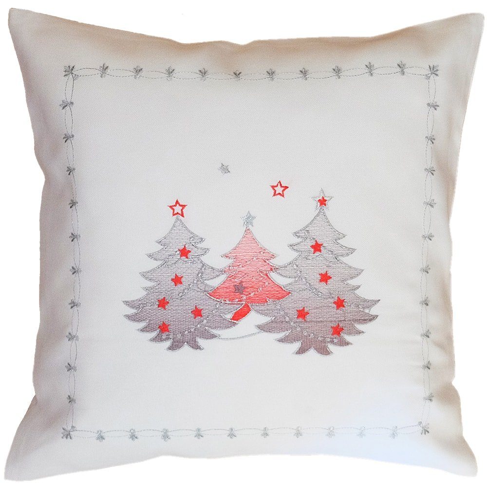 Kissenbezüge Kissenhüllen Tannenbäume Weihnachten 40cm, matches21 HOME & HOBBY (1 Stück) weiß