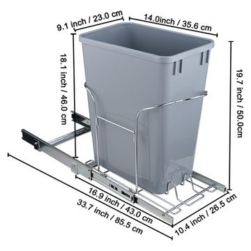 VEVOR Ausklopfbehälter 29L Behälter Untermontierter Küchenabfallbehälter mit Schieber & Griff