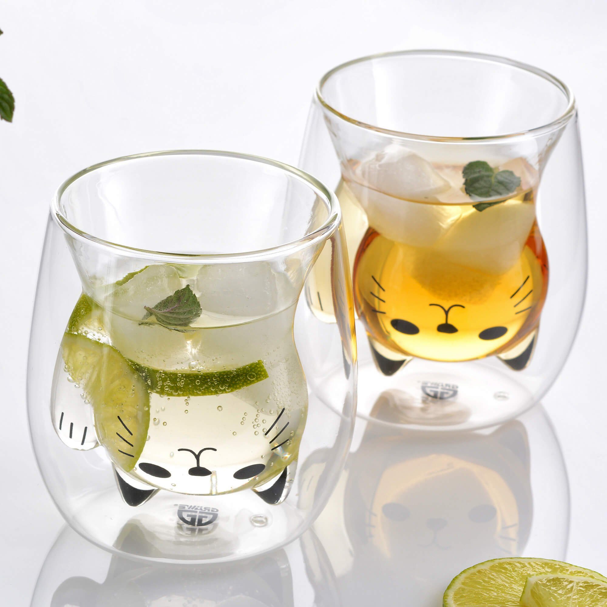 GRÄWE Glas GRÄWE Doppelwandige-Thermogläser, 190ml, 2er Set, Motiv Katze, Glas – Bild 3 von 5