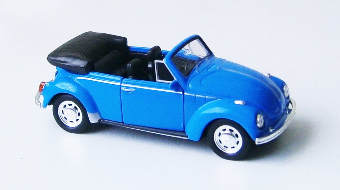 Welly Modellauto VOLKSWAGEN BEETLE Käfer VW Modellauto Modell 137 (Cabrio Blau), Auto Spielzeugauto Kinder Geschenk