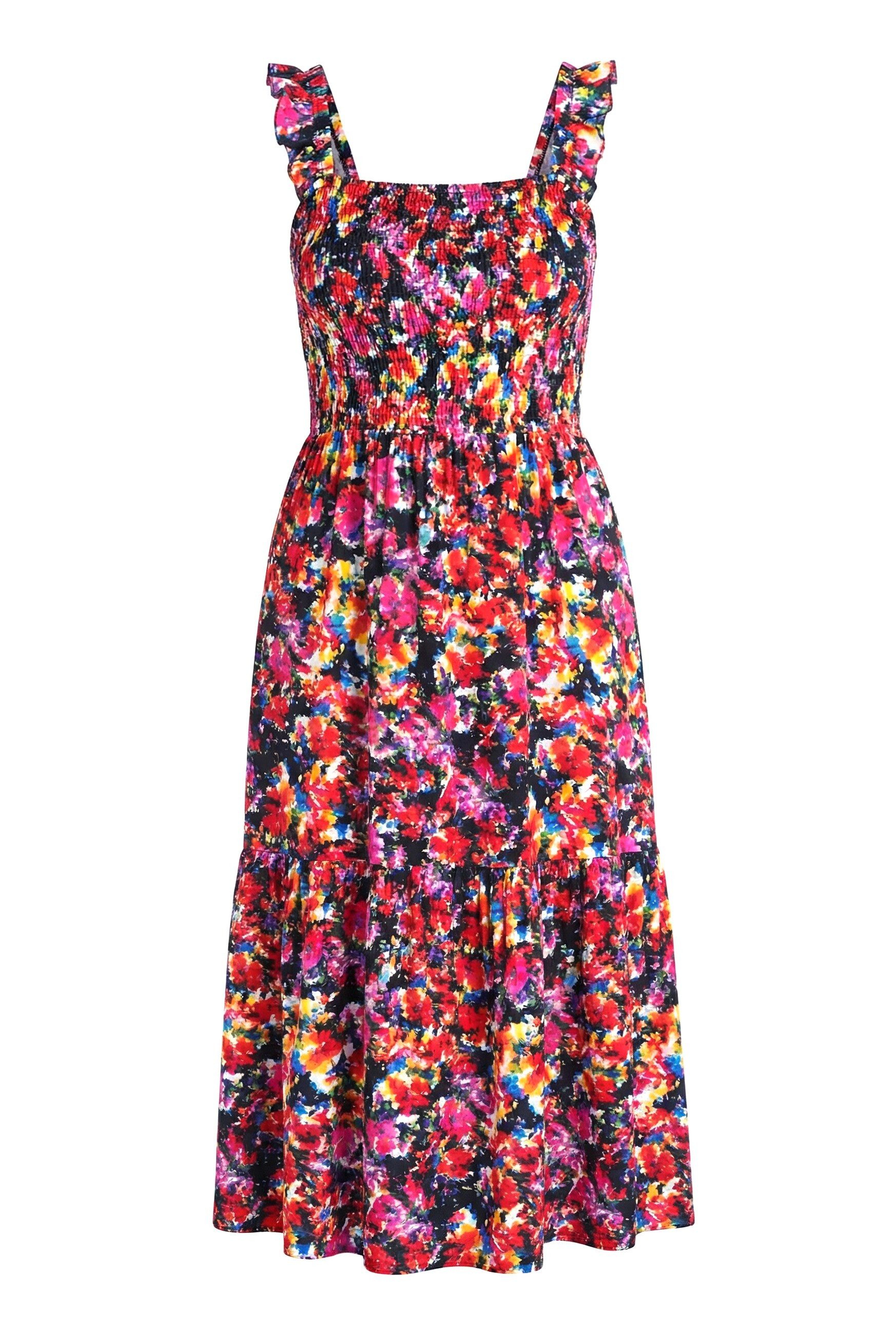 MIAMODA Midikleid Midi-Smokkleid ärmellose A-Linie Blumenmuster