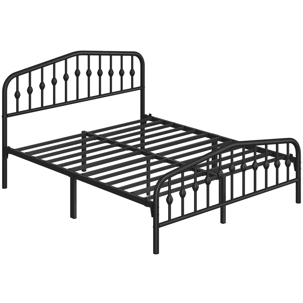 Yaheetech Metallbett 90-160cm (B), Bettrahmen Vintage Bettgestell mit kronenförmigem Kopfteil