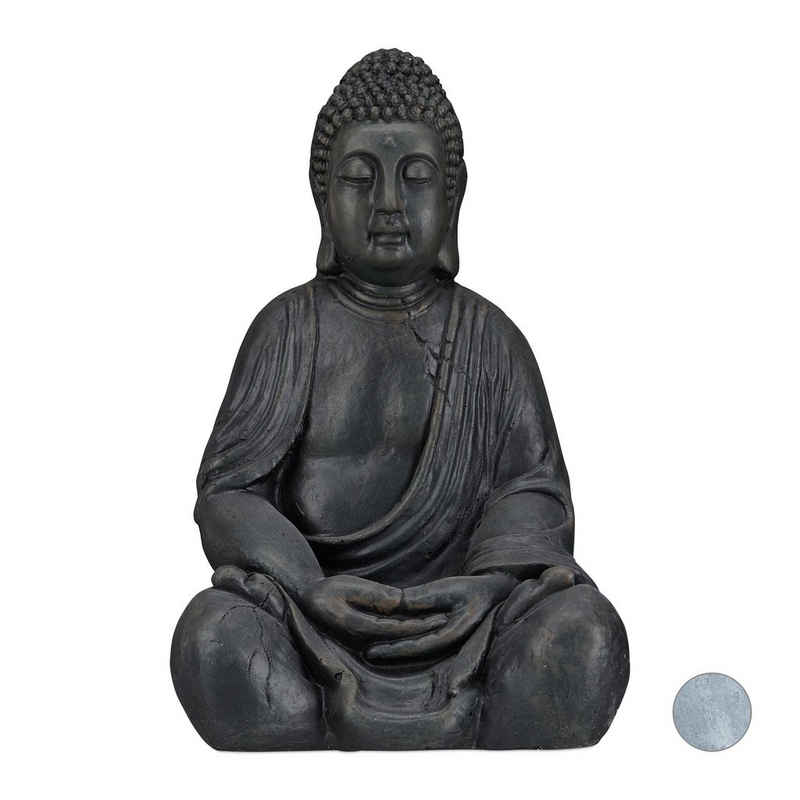relaxdays Buddhafigur Buddha Figur 50 cm, Dunkelgrau