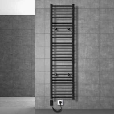 LuxeBath Elektrischer Badheizkörper Designheizkörper Sahara Handtuchheizkörper Handtuchwärmer, Schwarz 400x1800mm gebogen Seitenanschluss